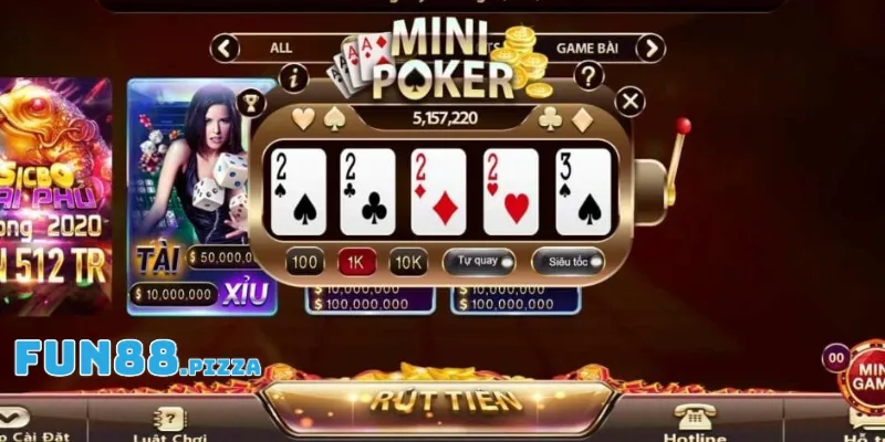 Mini Poker Fun88 - Game Bài Đầy Đặc Sắc Không Thể Bỏ Lỡ 3 Bảng xếp hạng thành tích
